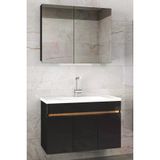 Alfa Banyo Viola3 S-Siyah 80 Cm Mdf-Hazır Kurulu-Aynalı Banyo Dolabı-Lavabolu Banyo Dolabı