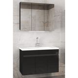 Alfa Banyo Viola3-Siyah 100 cm Mdf-Aynalı Seramik Lavabolu Banyo Dolabı Takımı**demonte Değil**