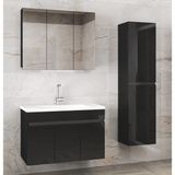 Alfa Banyo Viola3-Siyah (100+35) 135 cm Mdf-Aynalı Seramik Lavabolu Banyo Dolabı Takımı**demonte Değil**
