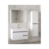 Alfa Banyo Viosen-Ea Beyaz (80 35) 115 Cm Mdf-Boy Dolaplı-Seramik Lavabolu Banyo Dolabı Takımı--Hazır Kurulu