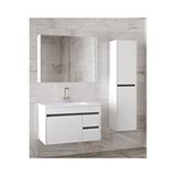 Alfa Banyo Viosen-Ea Beyaz 80+35 Cm Mdf-Aynalı Boy Dolaplı-Seramik Lavabolu Banyo Dolabı Takımı