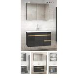 Alfa Banyo Viosen Ea Siyah Gold 80 Cm Çekmeceli Seramik Lavabolu Banyo Dolabı