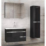Alfa Banyo Viosen-Ea Siyah-Gri (80 35)MDF Malzemeden 115 cm Çekmeceli Lavabolu Banyo Dolabı Kurulu Tasarım