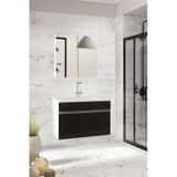 Alfa Banyo Visen Oa Beyaz-Siyah Seramik Lavabolu Banyo Dolabı Takımı
