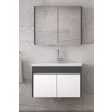 Alfa Banyo Visente-Ea 80 cm Mdf Aynalı Antrasit Beyaz Banyo Dolabı Takımı
