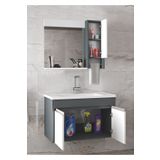 Alfa Banyo Visente-Oa 80 cm MDF Aynalı Lavabo Antrasit Beyaz Banyo Dolabı Takımı