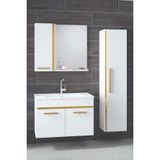 Alfa Banyo Yeni Gold Beyaz (80+35) 115 Cm Boy Dolaplı Banyo Takımı- Hazır Kurulu