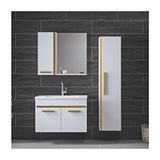 Alfa Banyo Yeni Gold Beyaz 80+35 cm Boy Dolaplı Banyo Dolabı Takımı