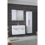 Alfa Banyo Yeni Gold Beyaz Grı (80+35)115 Cm Boy Dolaplı Banyo Takımı- Hazır Kurulu