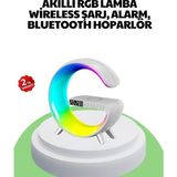 Alfa Brand Bluetooth Hoparlörlü Rgb Atmosfer Lambası Kablosuz Şarj ve Saat Özellikli - 0