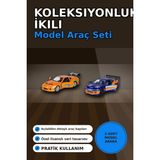 Alfa Brand Die-Cast Metal 1:32 13 cm 2001 Nissan Silvia S15 ve Toyota Supra Araba Seti BX-313394