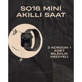 Alfa Brand Sq-16 Mini Series 10 Akıllı Saat | Şık ve Hafif Tasarım, 3 Kordon Seçeneği - Çok Renkli
