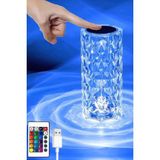 Alfa Gift 21 x 21 Dokunmatik Kristal LED Rgb Masa Lambası-Uzaktan Kumandalı Dekorasyon Lambası-Usb Şarjlı Kri - Beyaz