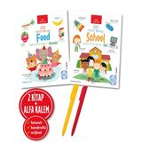 Alfa Kalem+Becky Miles 2 Kitap (Ingilizce Ilk 100 Kelimem- Yiyecekler+Okul) Eğitici Yeni Koç Üni