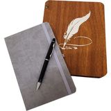 Alfa Life Marketing Hediyelik Metal Kalem ve Çizgili Deri Defter