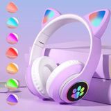 Alfa MEC 5.1 Bluetooth Kablosuz Kulaklık Kedi Kulaklıklar Çocuklar Için Flaş Işığı ile Hd Ses Mikrofon - Lila