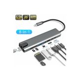 Alfa MEC 8’i 1 Arada Type-C to USB 4K HDMI RJ45 Ethernet 87W PD Şarj SD/TF Kart Okuyucu HUB Dönüştürücü