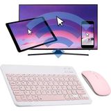 Alfa MEC Apple iPad 10.2 2021 A2603 A2604 Uyumlu Pembe Kablosuz Bluetooth Klavye-Mouse