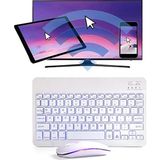 Alfa MEC Samsung Galaxy Tab A9 8.7 inç X110 X115 Uyumlu Beyaz Aydınlatmalı Işıklı Kablosuz Bluetooth Klavye-Mouse