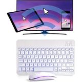 Alfa MEC Samsung Galaxy Tab A9 Plus 11 inç Uyumlu Beyaz Aydınlatmalı Işıklı Kablosuz Bluetooth Klavye-Mouse