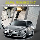 Alfa Romeo 147 Bej Renk Tay Tüyü Cepli & Terletmez Sırtlı Oto Koltuk Minder Seti - Koltuk Koruma Kılıfı (Ön & Arka Tam Set)