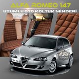Alfa Romeo 147 Kahverengi Renk Tay Tüyü Cepli & Terletmez Sırtlı Oto Koltuk Minder Seti - Koltuk Koruma Kılıfı (Ön & Arka Tam Set)