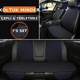 Alfa Romeo Brera 2005–2010 Uyumlu 7 Parça Kapitone Araba Koltuk Kumaş Kumaş Siyah Mavi - Kaymaz | Trobus - Siyah - Mavi