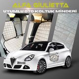 Alfa Romeo Giulietta Bej Renk Tay Tüyü Cepli & Terletmez Sırtlı Oto Koltuk Minder Seti - Koltuk Koruma Kılıfı (Ön & Arka Tam Set)