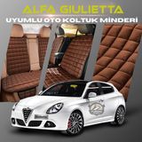 Alfa Romeo Giulietta Kahverengi Renk Tay Tüyü Cepli & Terletmez Sırtlı Oto Koltuk Minder Seti - Koltuk Koruma Kılıfı (Ön & Arka Tam Set)