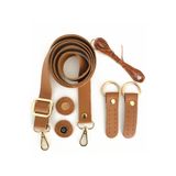 alfa tasarım atölyesi Hakiki Deri Çanta Sapı Altın Aksesuar 120 cm Mıknatıslı Çıtçıt, Mumlu Ip Set Camel