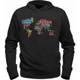 Alfa Tshirt Dünya Haritası Siyah Erkek Sweatshirt