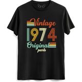 Alfa Tshirt Vintage 1974 Original Parts Kısa Kollu Siyah Erkek T-shirt