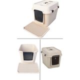 Alfa Xxl 3 Fonksiyonlu Ultra Lüx Kapalı Kedi Tuvaleti ve Kedi , Köpek Taşıma Çantası 67 x 52 x 51 cm - Krem