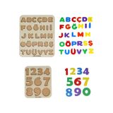 Alfabe Ve Rakam Puzzle İkili Set - Ahşap Tabanlı Ve Pla Harf/rakamlar Eğitici Oyuncak Sayılar + Harfler