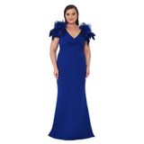 ALFABETA, Kadın, Maxi, Saten Abiye Elbise, Lacivert, 42