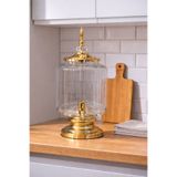 alfafe home Lüks Cam Şerbetlik Musluklu İçecek Sebili Gold Ayaklı Cam Damacana Şerbet Sunumluk Parti ve Davet Sebili