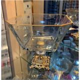 Alfafe Home Metal Ayaklı Gold Detaylı Cam Büyük Boy Salata - Servis - Sunum Kasesi