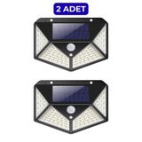 ALFAGİFT 2 Adet Güneş Enerjili 100 LED Sensörlü Duvar Bahçe Lambası, Solar Dış Mekân Aydınlatma