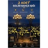 ALFAGİFT 2 Adet Solar Bahçe Aydınlatma Işığı 12 LED Güneş Enerjili Su Geçirmez Gün Işığı Dekoratif Bahçe Lambası