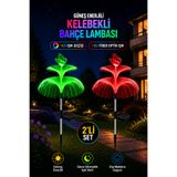ALFAGİFT 2'li Güneş Enerjili Kelebek Bahçe Lambası RGB Fiber Optik IP65 Solar Dekoratif Aydınlatma