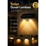 ALFAGİFT 2'li Solar Duvar Lambası Güneş Enerjili LED Gün Işığı Bahçe Çit Kapı Dış Mekan Aydınlatma