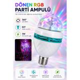 ALFAGİFT 360° Dönen RGB LED Disko Topu Parti Ampulü E27 3W Renkli Işık Ev Parti Doğum Günü Dekorasyon
