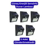 ALFAGİFT 5 Adet Bahçe Aydınlatma Solar LED Işık Sensörlü Duvar Lambası Su Geçirmez Otomatik