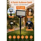 ALFAGİFT 600 Lümen Hareket Sensörlü Solar Bahçe Lambası IP65 USB-C Şarjlı 3 Modlu LED Aydınlatma