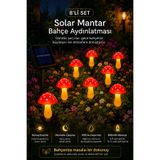 ALFAGİFT 8'li Solar Mantar Bahçe Aydınlatması Güneş Enerjili LED Bahçe Lambası 8 Mod IP65 Su Geçirmez