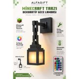 ALFAGİFT Minecraft Tarzı Zincirli Gece Lambası 16 Renkli Kumandalı Şarjlı Duvar Askılı Masa Üstü Dekoratif Işık