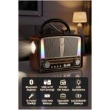 ALFAGİFT Retro Bluetooth Hoparlörlü Radyo LED Işıklı El Fenerli Şarjlı Taşınabilir Speaker