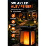 ALFAGİFT Solar LED Alev Efektli Bahçe Aydınlatma Feneri Güneş Enerjili Dış Mekan Masa ve Gece Lambası