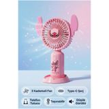 ALFAGİFT Stitch Mini Fan Taşınabilir Şarjlı Fan 3 Kademeli Type-C Telefon Tutuculu Sessiz Vantilatör