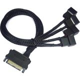 Alfais 4598 Sata Power To Fan Çevirici 30 cm 4 Port Y Pin PWM Çoklayıcı Splitter Fan Kablosu PVC